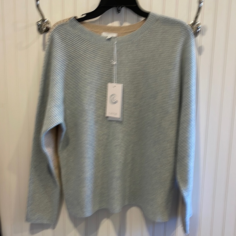 NWT Johnny Was Calme Cashmere Color Block Sweater Waffle Knit Whipstitch!